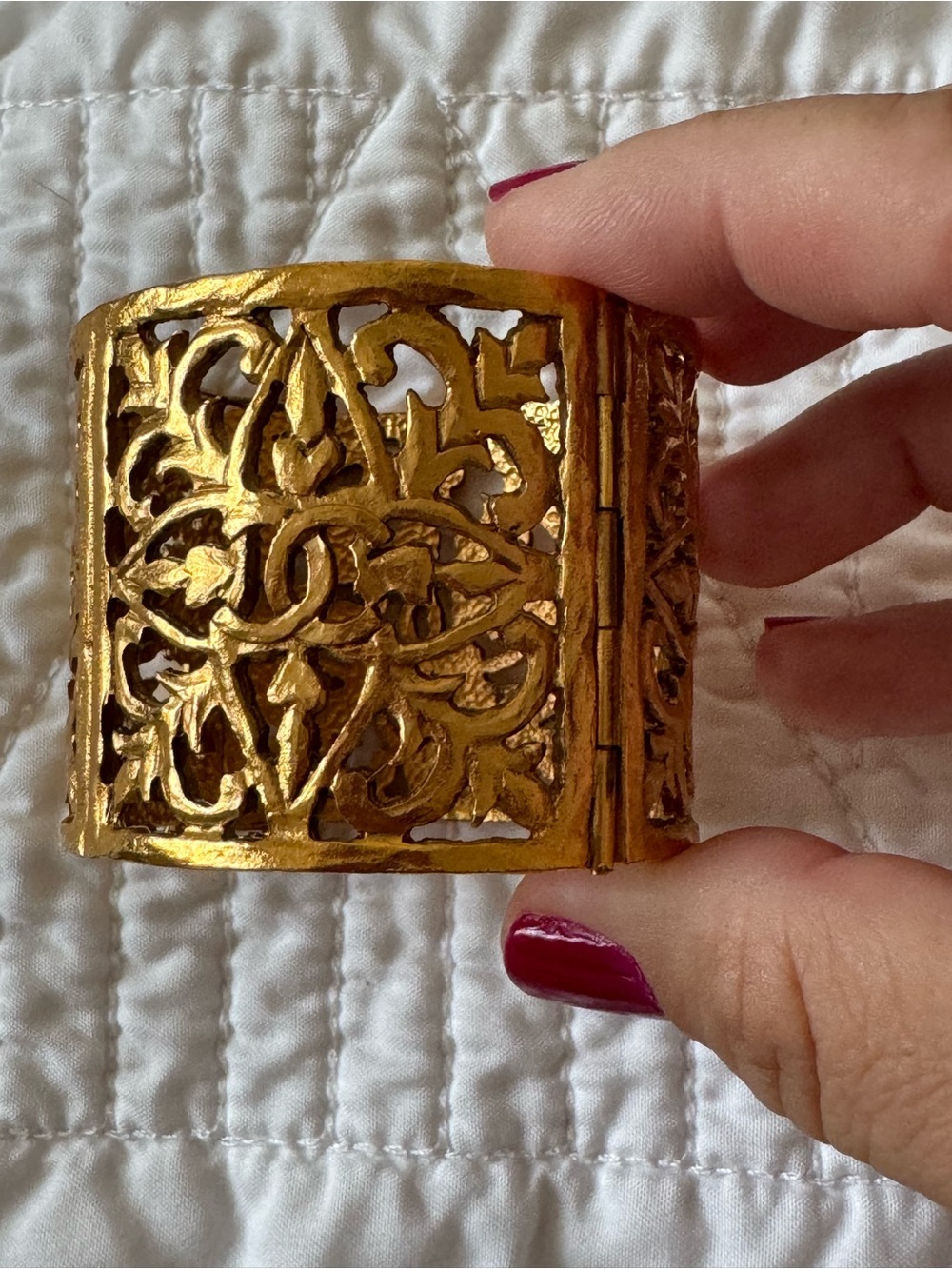 CHANEL Gold Filigree Wide Cuff Bracelet - Brand